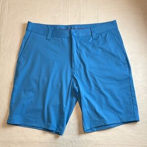 RHONE Men's Azure Blue Flat Front Commuter 9" Shorts Size 32 NWT